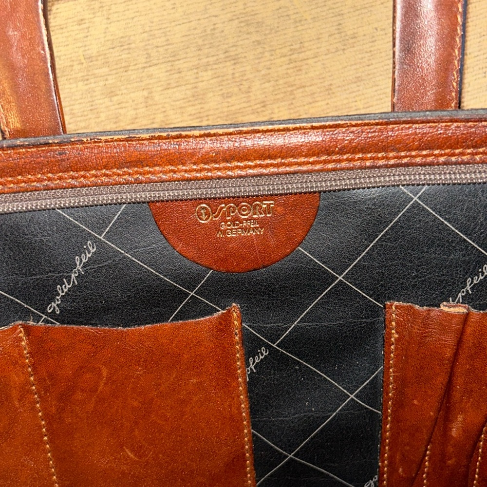GOLDPFEIL Authentic Burgundy Leather Briefcase (Missing Shoulder Strap) - Picture 6 of 12